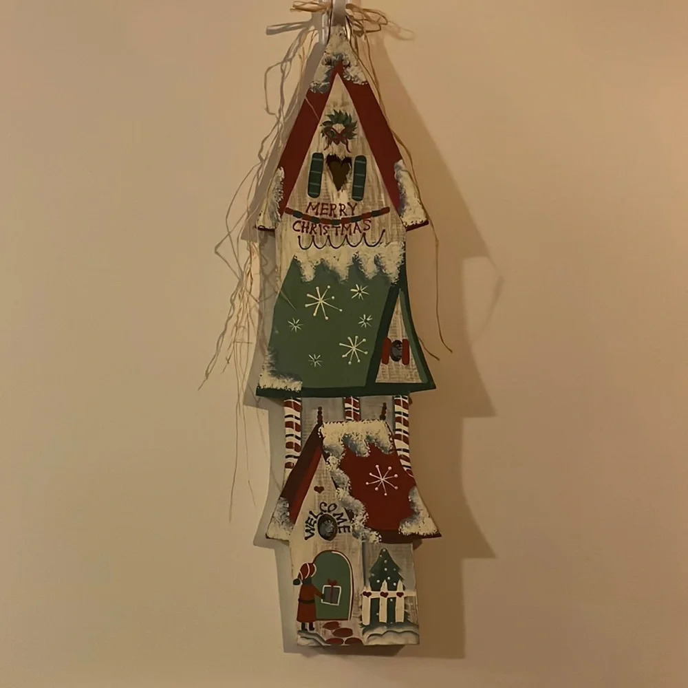 Handmade in Mexico Christmas Hanging Decoration Holiday Country Rustic 24x7 wood